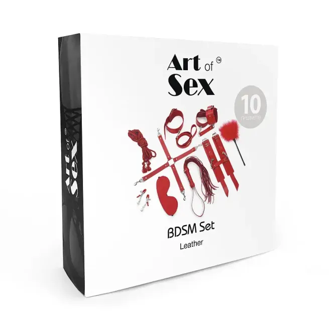 Набір Art of Sex - BDSM Set Leather, 10 предметів, натуральна шкіра, Чорний Львов - изображение 3