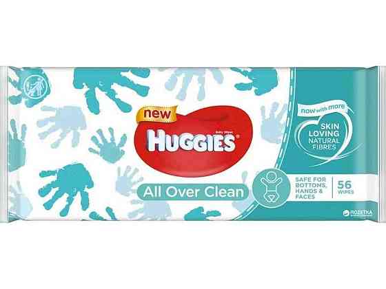 Влажные салфетки Аll over clean 56шт ТМ HUGGIES Solmir Киев