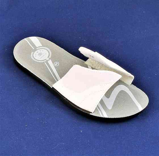 Мужские Шлёпанцы Тапочки Кожаные Белые Сланцы на Липучке (размеры: 45,46) Днепр