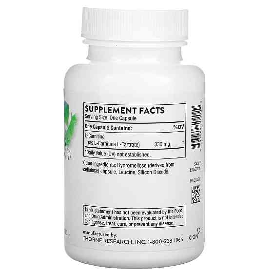 L-карнітин для схуднення Thorne L-Carnitine 60 капс Київ