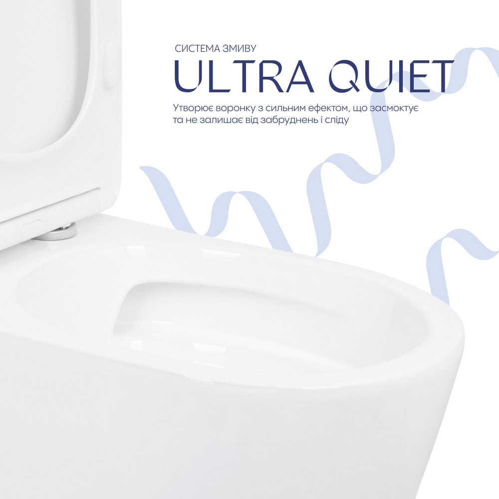 Унітаз підлоговий Qtap Leo Ultra Quiet 620×355×790 мм із сидінням Soft-close, White QTLEO27W49261 Київ - фото 5