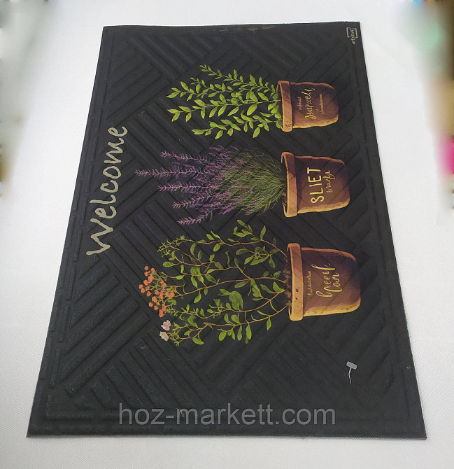 Килимок 60 х 40 см прогумований з ворсом у передпокій Велком темний Харків - фото 2