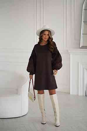 Женское замшевое платье с вышивкой 50-52, Шоколад Одеса