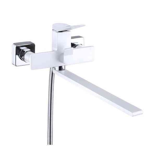 Змішувач для ванни з довгим поворотним виливом Qtap Presto QTPRE2601CRW45578 Chrome/White Харків
