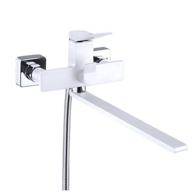 Змішувач для ванни з довгим поворотним виливом Qtap Presto QTPRE2601CRW45578 Chrome/White Харків - фото 1