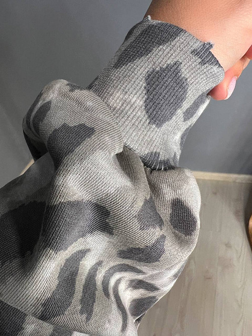 Костюм жіночий A-N 2749 леопардовий принт худі на блискавці з капюшоном і брюки палаццо сірий, сірий, XL Київ - фото 7