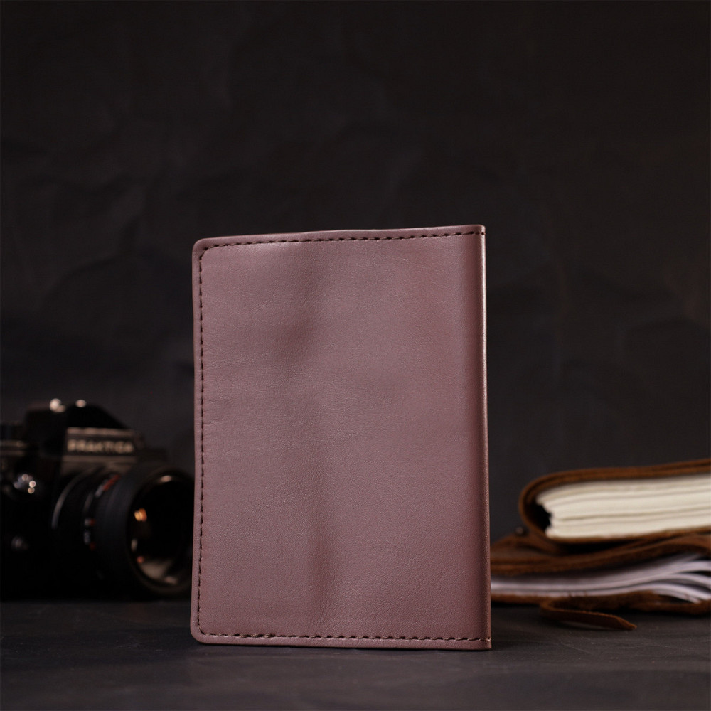 Красивая кожаная обложка на паспорт GRANDE PELLE 16795 Пудровый Киев - изображение 8