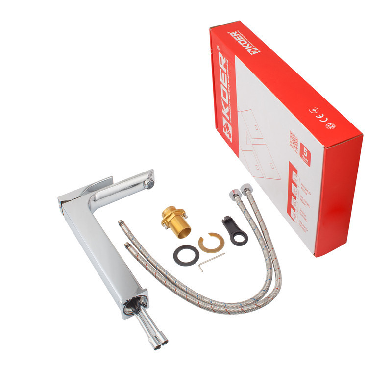 Високий змішувач для умивальника Koer KB-11010-01 хром (KR3482) Харків - фото 8