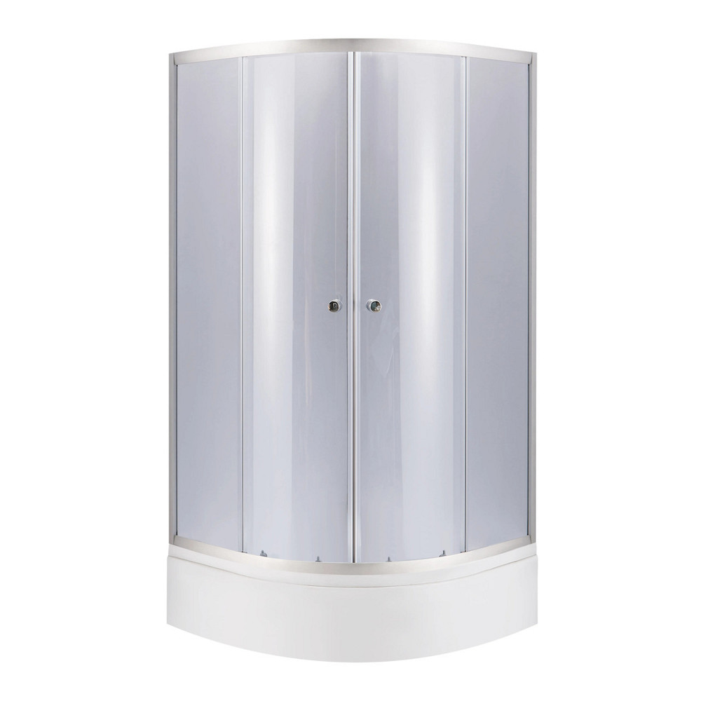Lidz Latwa SC90x90.SAT.MID.GR Душевая кабина полукруглая, стекло тон. 4 мм + Lidz Душевой поддон KAPIELKA ST90x90x26, с панелью Киев - изображение 1
