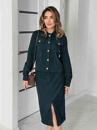 Жіночий костюм з мікровельвету Favorit 46-48, Темно-зелений Київ