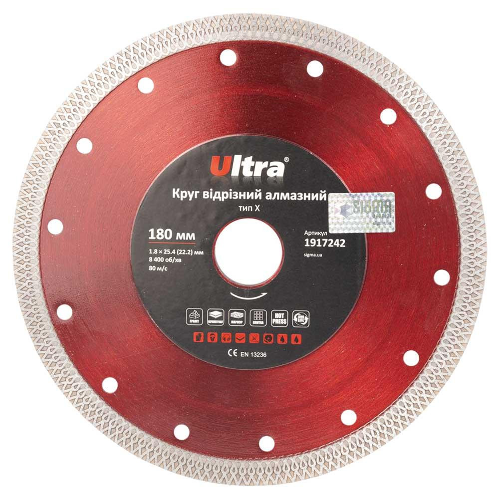 Коло відрізне алмазний тип Х Ø180×25.4 (22.2)мм ULTRA (1917242) Рівне - фото 1