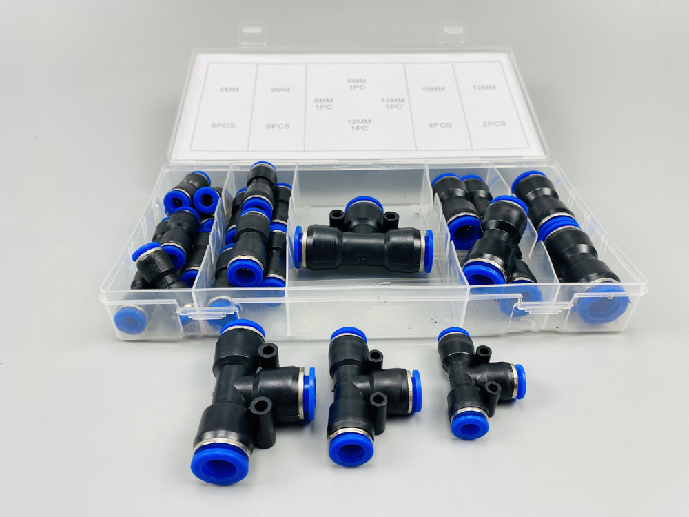 Фітинги типу Т-подібний 3-сторонній вихід пневматичний PE Tee трубний фітинг набір 24 шт (6, 8, 10, 12 мм) Мукачево - фото 7