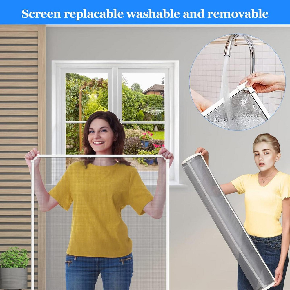 Магнитная москитная сетка на окно регулируемая 130×150 см белая рамка серая сетка Киев - изображение 2