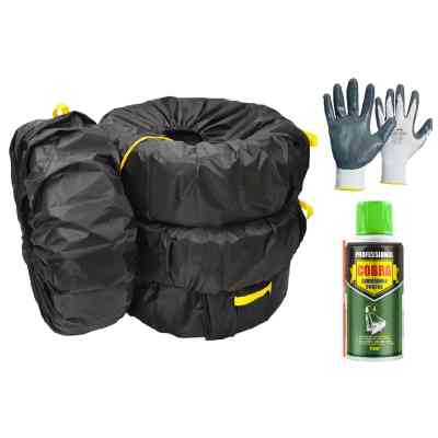 Чохол для зберігання автомобільних коліс Poputchik з рукавицями та силіконовою змазкою (L) R15-18 ( 4шт) (16-089-IS) Вінниця