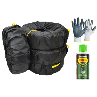 Чохол для зберігання автомобільних коліс Poputchik з рукавицями та силіконовою змазкою (L) R15-18 ( 4шт) (16-089-IS) Вінниця - фото 1