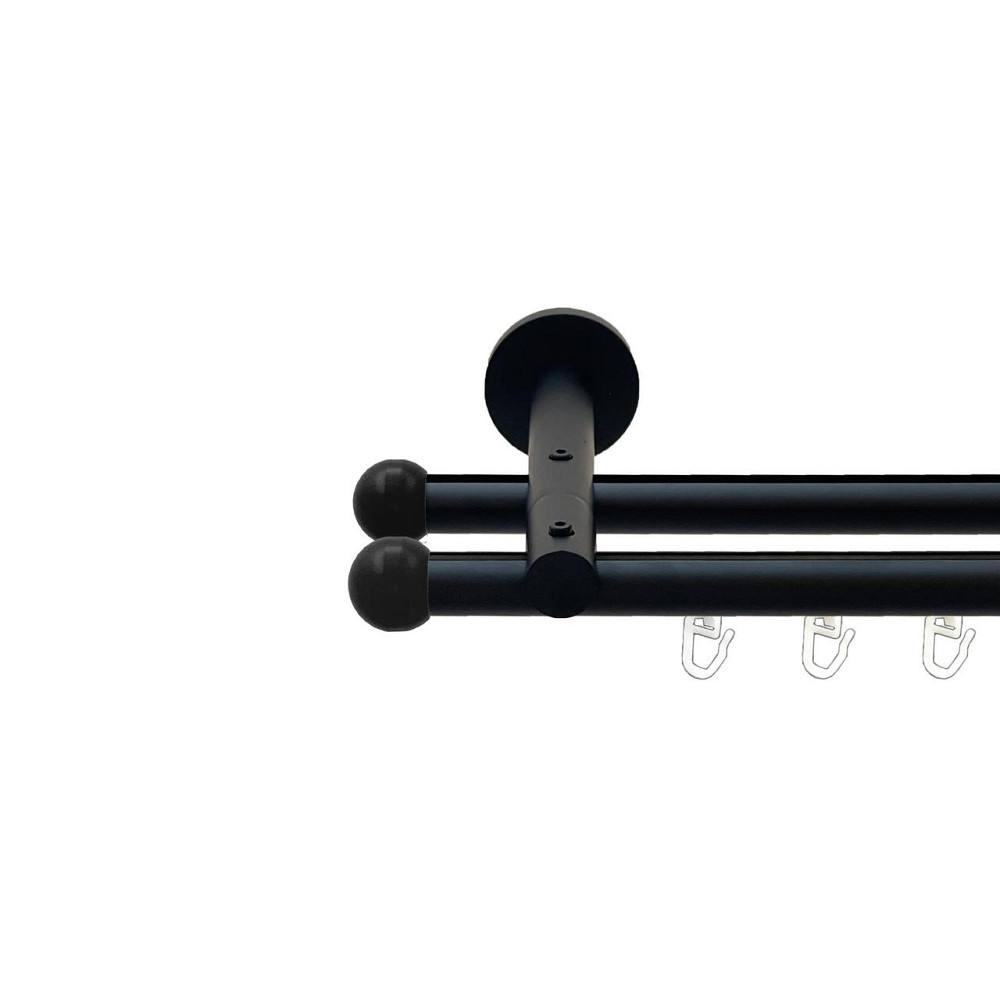 Карниз Orvit Куля Болонь металевий дворядний реверсивний профільна труба  Чорний Оксамит 19\19 мм 200 см (00-00026755) Львів - фото 1