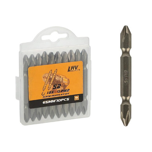 Набор двусторонних бит 10шт PH2 65мм, магнитных, в кейсе Вінниця - фото 1