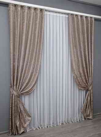 Комплект готових штор VR-Textil Жакард Magic № 1606ш Пудровий 145х270 см 2 шт (33-0469) Киев