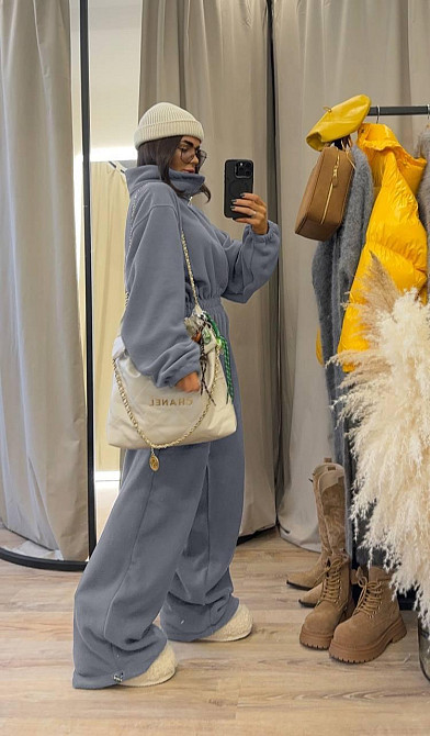 Жіночий теплий оверсайз комбінезон Фліс Полар Сірий Одеса - фото 2