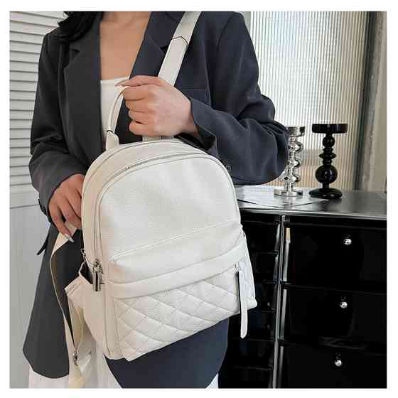 Жіночий шкіряний наплічник міський 35х26х17, рюкзак з натуральної шкіри, білий Київ