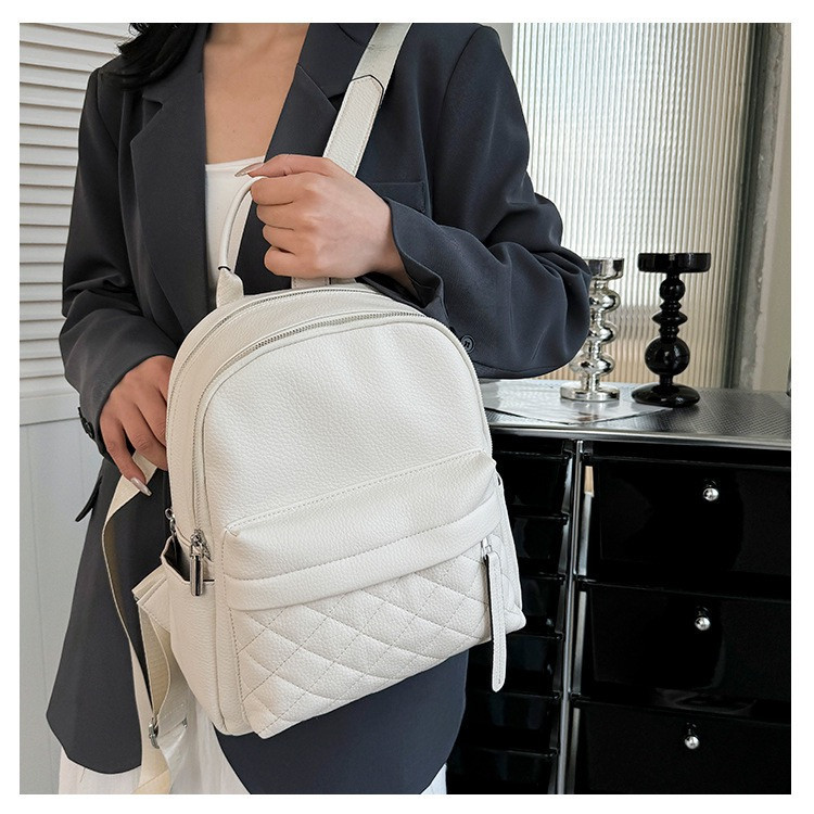 Жіночий шкіряний наплічник міський 35х26х17, рюкзак з натуральної шкіри, білий Київ - фото 6