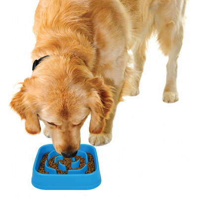 Посуда для собак Dexas Силиконовая квадратная миска Slow Maze Feeder для медленного кормления 1.44 л голубая (0084297309749) Винница - изображение 5