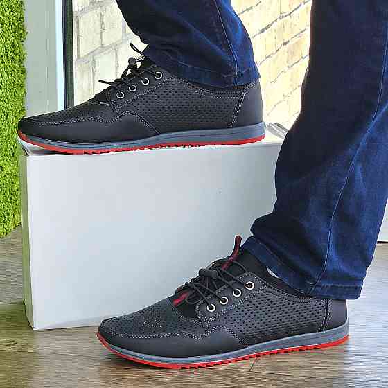 Мужские Мокасины Летние Черные Туфли Сеточка Перфорированный в дырочку (размеры: 40,41,42,43,44,45)- 218-2 Днепр