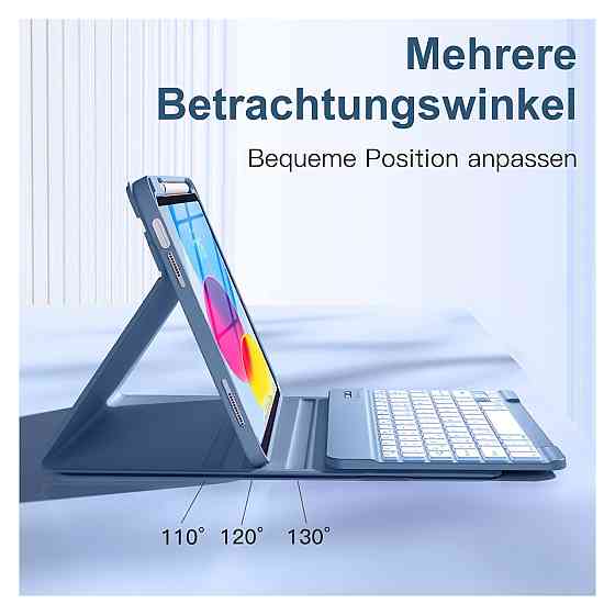 Чохол з клавіатурою Vobafe для iPad 10 10.9'' та iPad A16 11'' синій Bluetooth магнітна знімна клавіатура 7 кольорів USB-C TPU Київ
