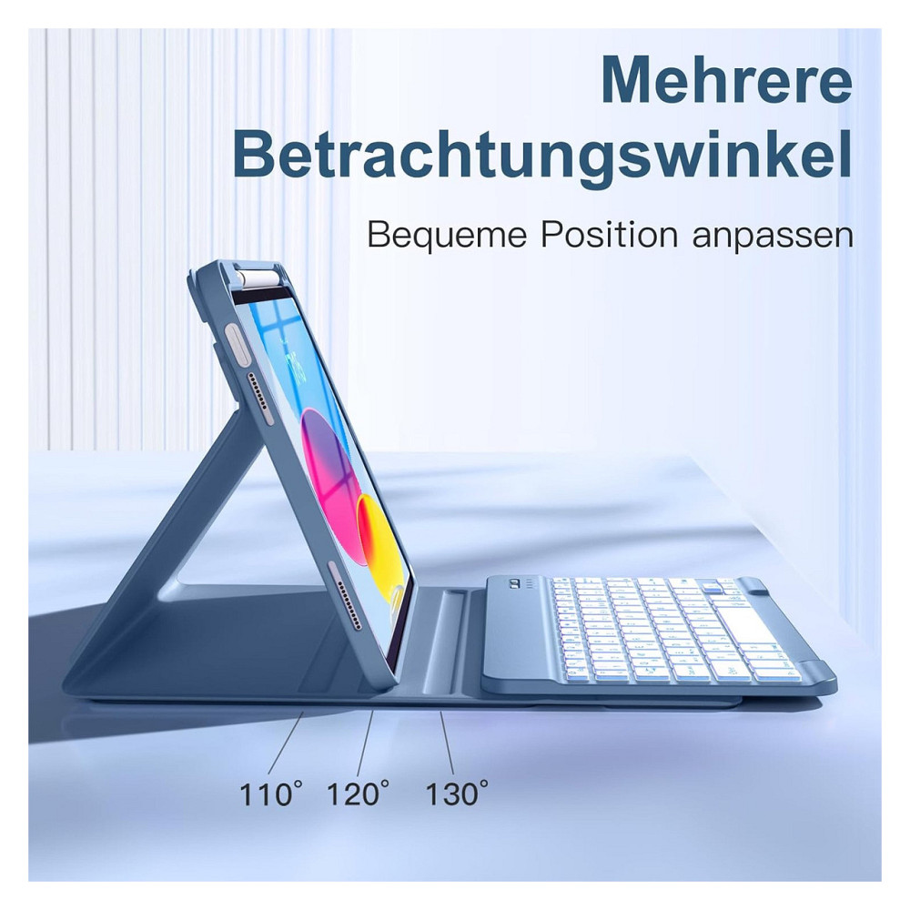 Чохол з клавіатурою Vobafe для iPad 10 10.9'' та iPad A16 11'' синій Bluetooth магнітна знімна клавіатура 7 кольорів USB-C TPU Київ - фото 4