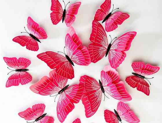 Розовые бабочки на магните - 12шт. Киев