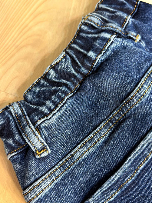 Джинси жіночі Derun 8200 палаццо рівні талія на резинці з ременем сині, синій, 33, 33, 91 см, 117 см Київ - фото 2