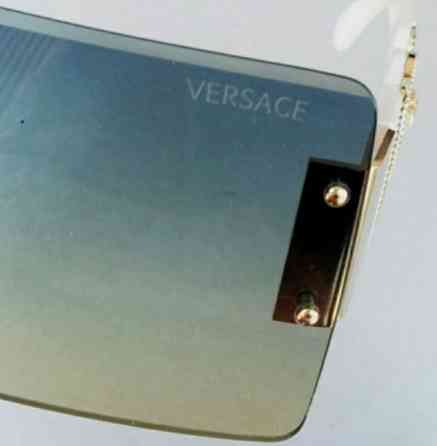 Брендовые солнцезащитные очки маска женские сине бежевый градиент дужк. Киев