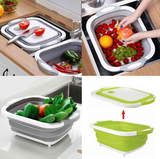 Складна роздільна дошка для миття та різання овочів 2в1 Дніпро