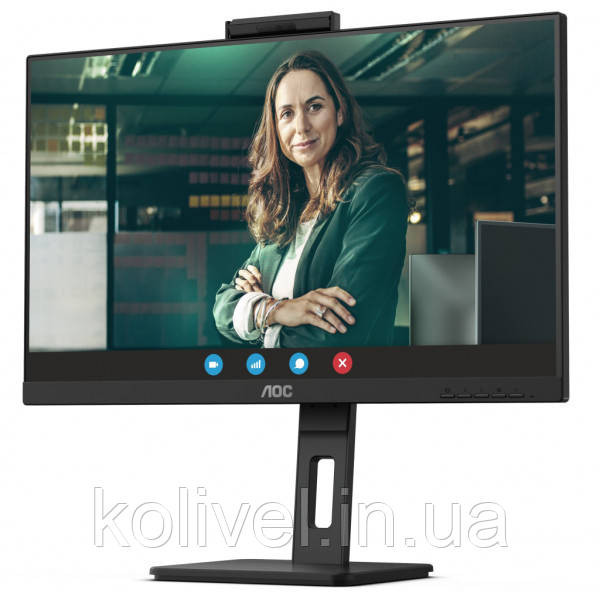 TFT 23.8" AOC 24P3QW, IPS, 75Hz, 2хHDMI, DP, USB-hub, webcam, HAS, Pivot, колонки, чорний (24P3QW) Київ - фото 3