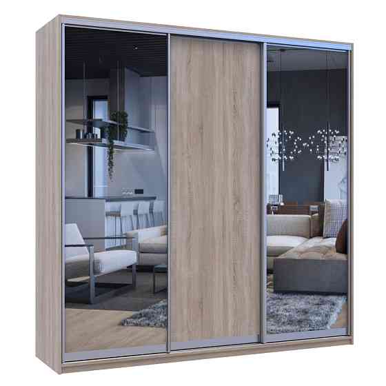 Шкаф-купе трехдверный Doros Сити Лайт 225х60х225 см Дуб сонома/2 Зеркала (DRS-011097) Днепр