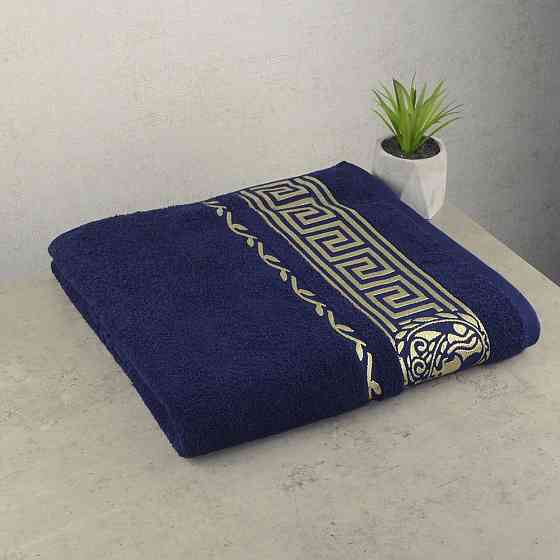 Набор полотенец для ванной 2шт GM Textile 50х90см, 70х140см Caesar 450г/м2 (Темно-синий) Сумы