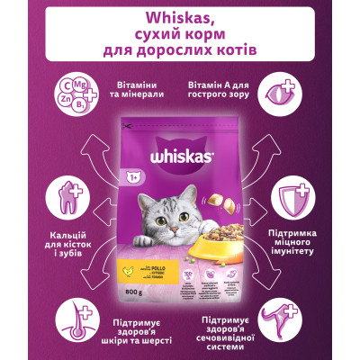 Сухий корм для кішок Whiskas з куркою 800 г (5998749144367) Вінниця - фото 2