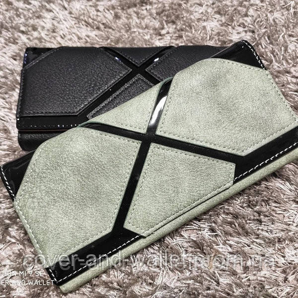 Красивый зеленый женский кошелек с лаковыми вставками Киев - изображение 1