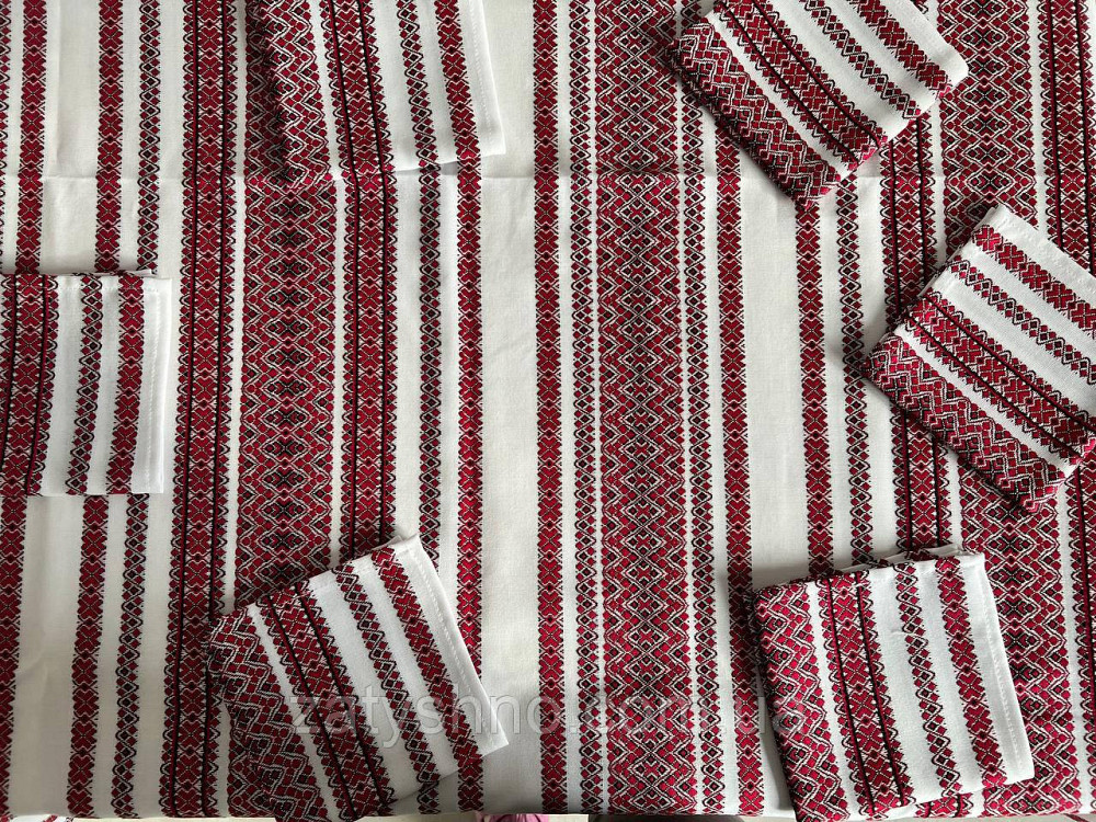 Бордовая  вышитая скатерть с салфетками Киев - изображение 5