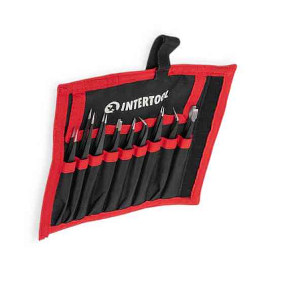 Набор пинцетов из нержавеющей стали 9шт, антистатичные, тефлон. покрытие, радиотехнические (чехол) Мукачево