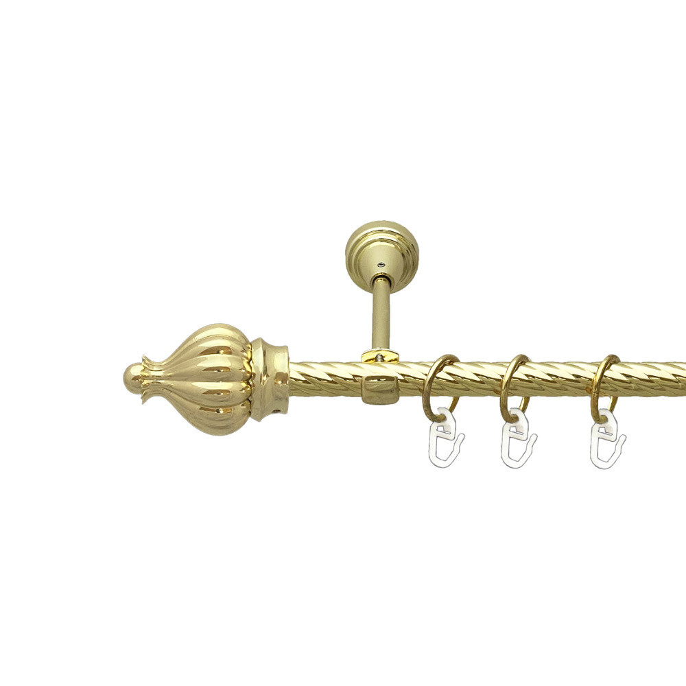 Карниз Orvit Таджа металевий однорядний відкритий скручена труба кільце металеве Золото 16 мм 240 см (00-00024846) Львів - фото 1