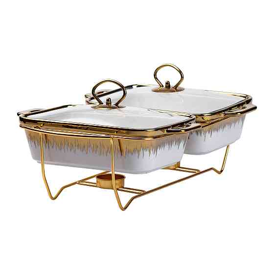 Фарфоровий мармит на 2 секції з золотом, 1 л Київ