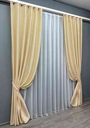Комплект готовых штор VR-Textil Жаккард № 1727ш Кремовый 150х285 см 2 шт (33-0649) Киев