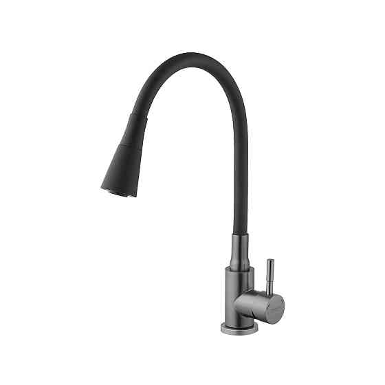 Змішувач для кухні з гнучким виливом Kroner KRP Edelstahl Klassisch — PVD031BLK графіт/чорний Київ