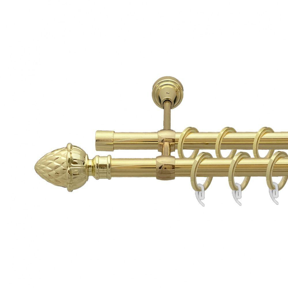 Карниз Orvit Цинара металевий дворядний литий гладка труба кільце фасонне металеве  Золото 19\19 мм 160 см (00-00009518) Львів - фото 1