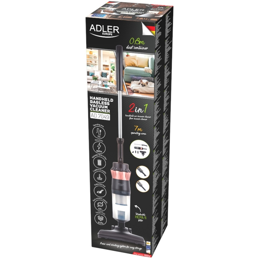 Порохотяг Adler AD 7049 2в1 контейнерний/ 800Вт/ 0,8л/ фільтр НЕРА/ насадка для салону автомобіля Винница - изображение 7
