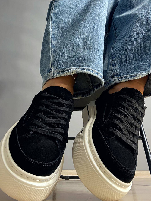 Кеди жіночі Hengji 707-6 замшеві на високій платформі чорні, 38, 24,5 см Одеса - фото 2