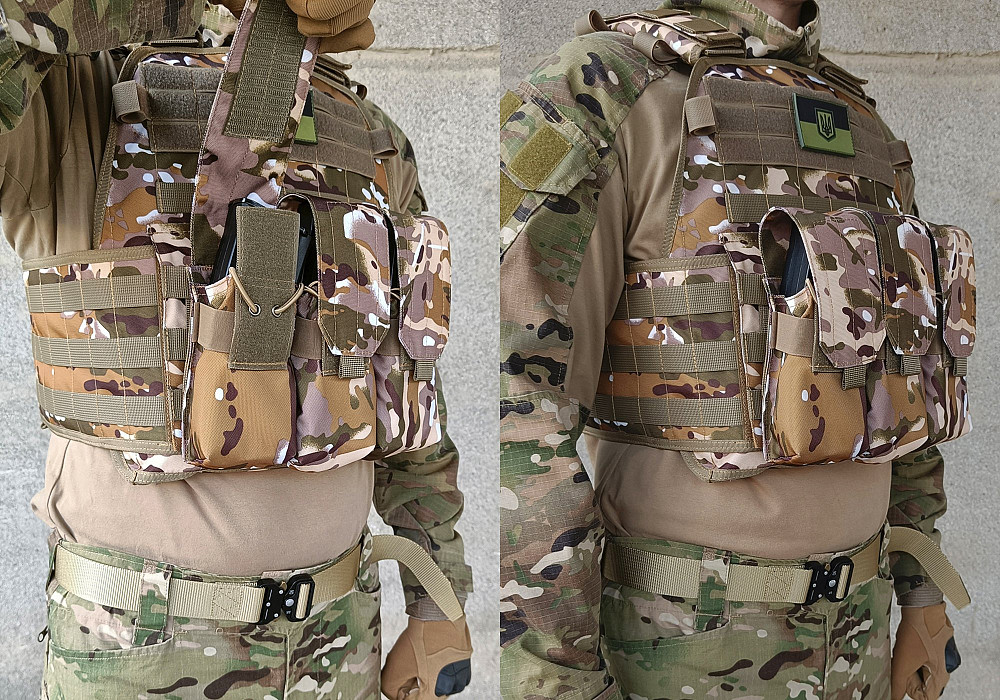 Підсумок під 6 магазінів АК/РПК потрійний мультикам степовий Multicam Arid (MOLLE, підсумок на розгрузку, жилет, РПС) Коломия - фото 2