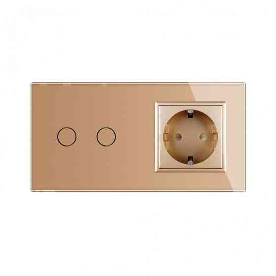 Сенсорний диммер 2 сенсори 1 розетка Livolo золото скло (VL-FCD2/TC-4AP) Коломия