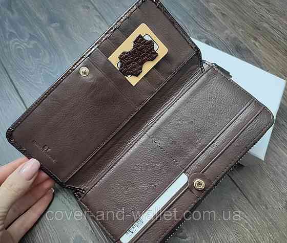 Женский лаковый кошелек на молнии из натуральной кожи ST Leather S7001A Dark brown Киев